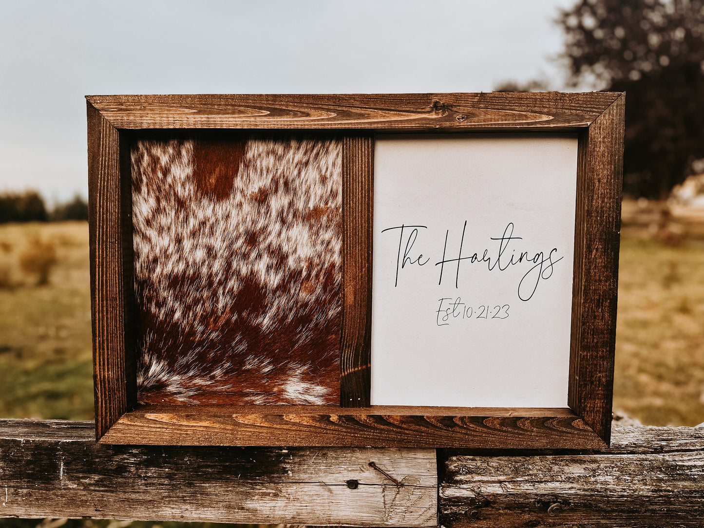 Handmade half cowhide customizable sign / wedding sign / branding ceremony sign / branding sign / wedding guestbook / cowhide sign