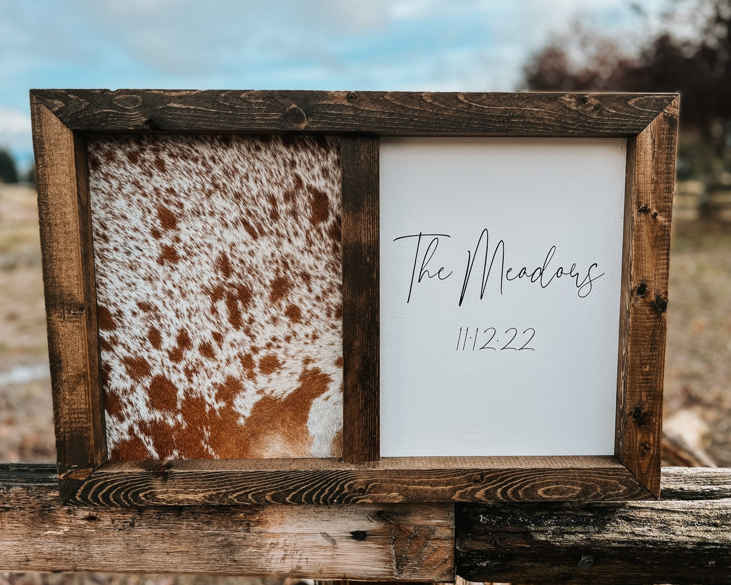 Handmade half cowhide customizable sign / wedding sign / branding ceremony sign / branding sign / wedding guestbook / cowhide sign