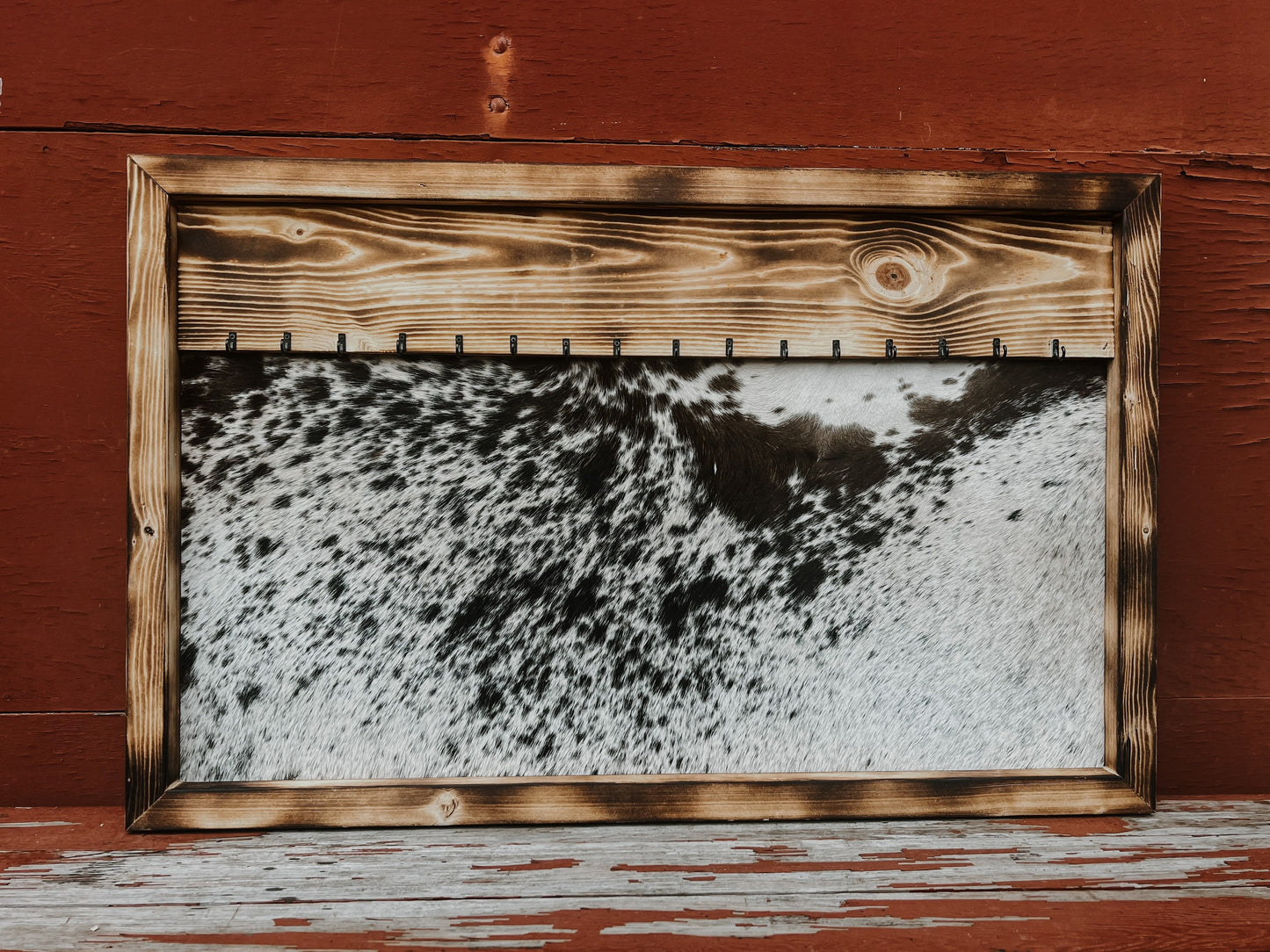 Cowhide jewelry hanger / rustic decor / cowhide decor / jewelry hanger