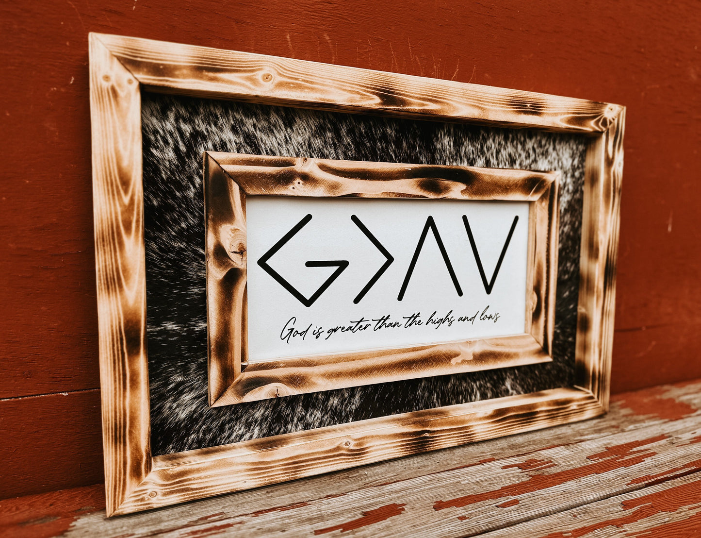 Genuine cowhide sign / western decor / cowhide decor / wall hanging