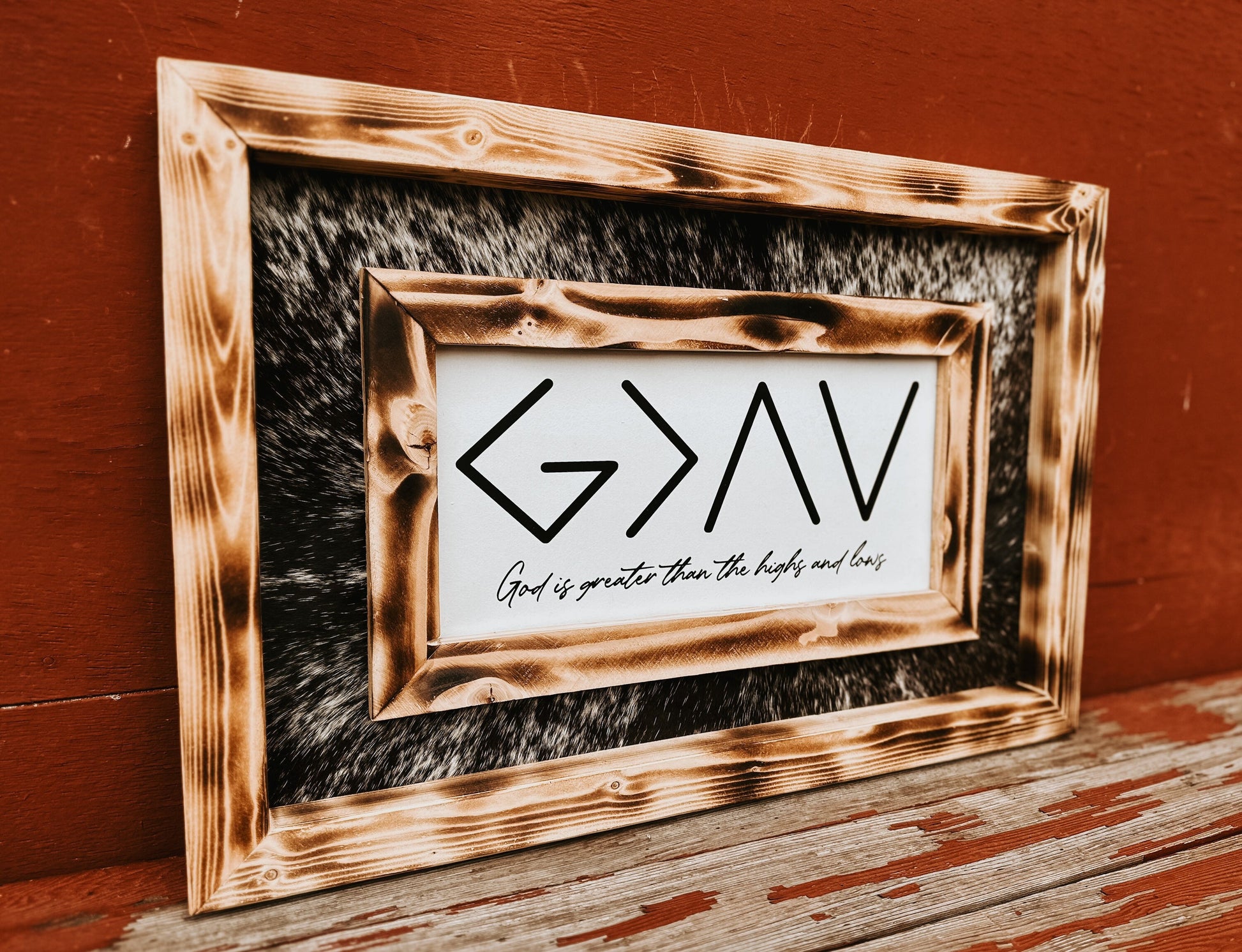 Genuine cowhide sign / western decor / cowhide decor / wall hanging