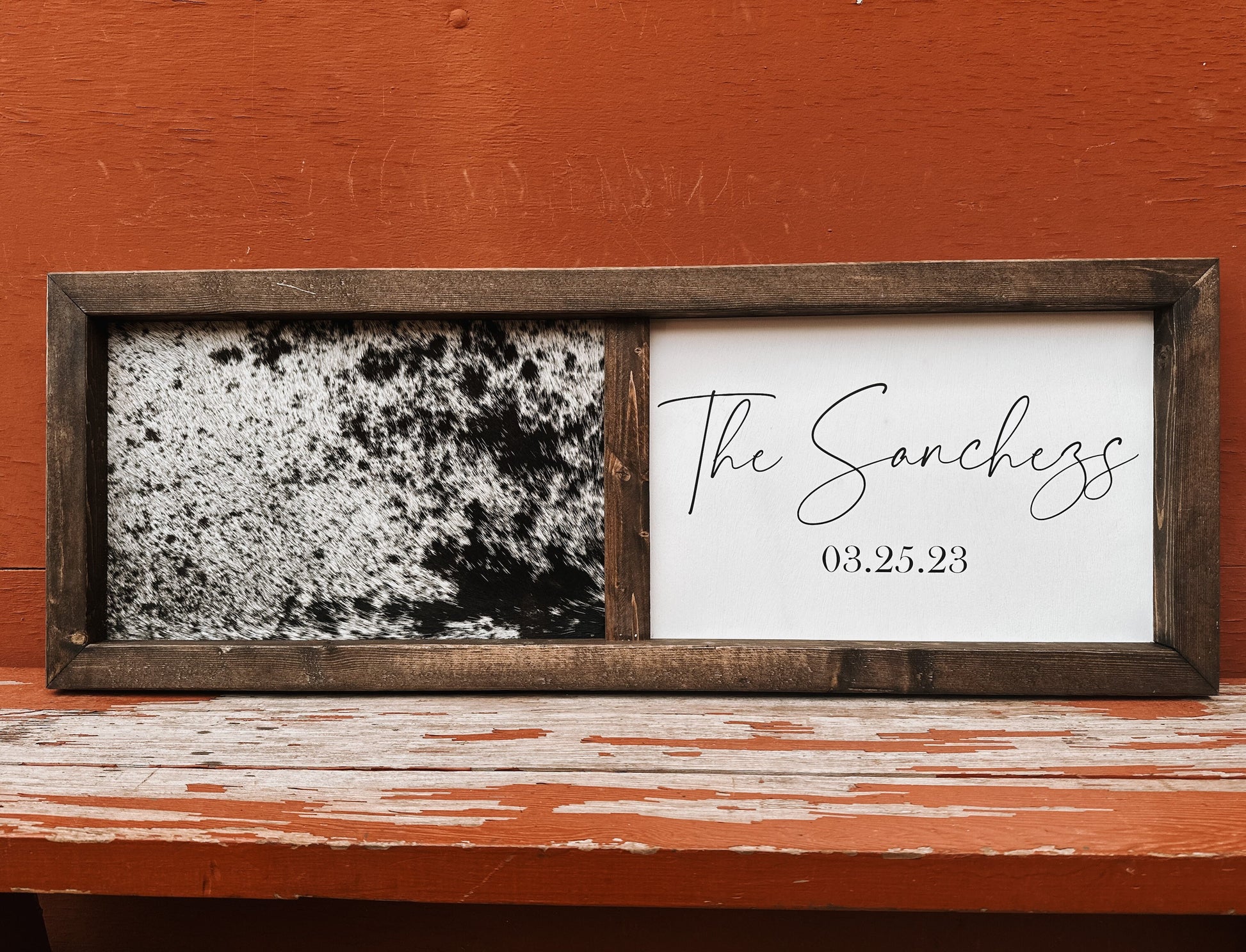 Handmade half cowhide customizable sign / wedding sign / branding ceremony sign / branding sign / wedding guestbook / cowhide sign