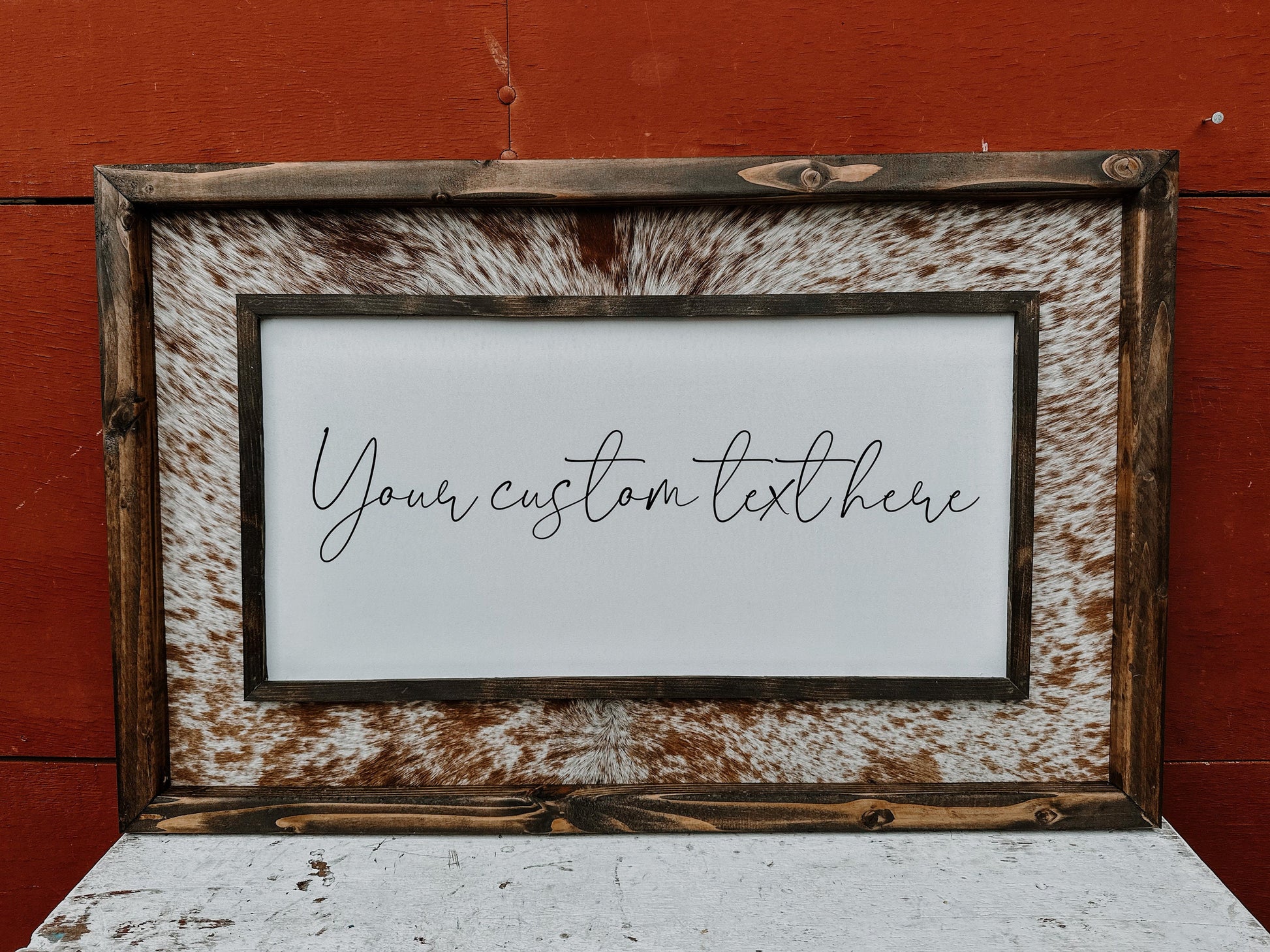 Genuine cowhide sign / western decor / cowhide decor / wall hanging