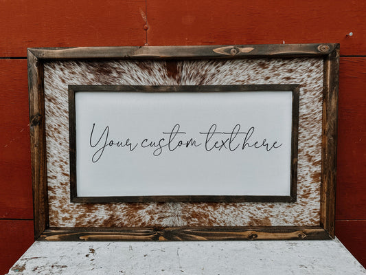 Genuine cowhide sign / western decor / cowhide decor / wall hanging