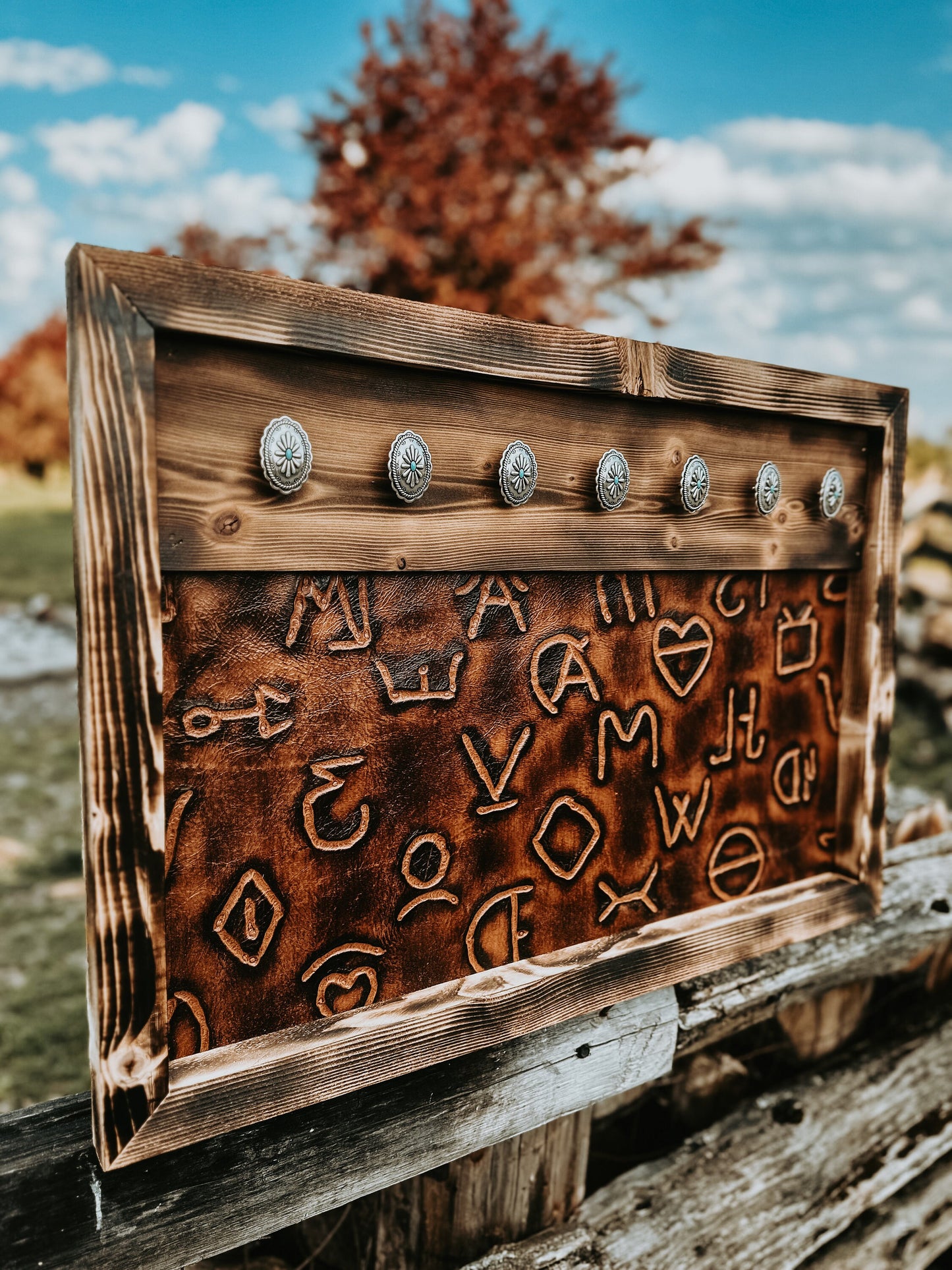 Western jewelry hanger / leather sign /