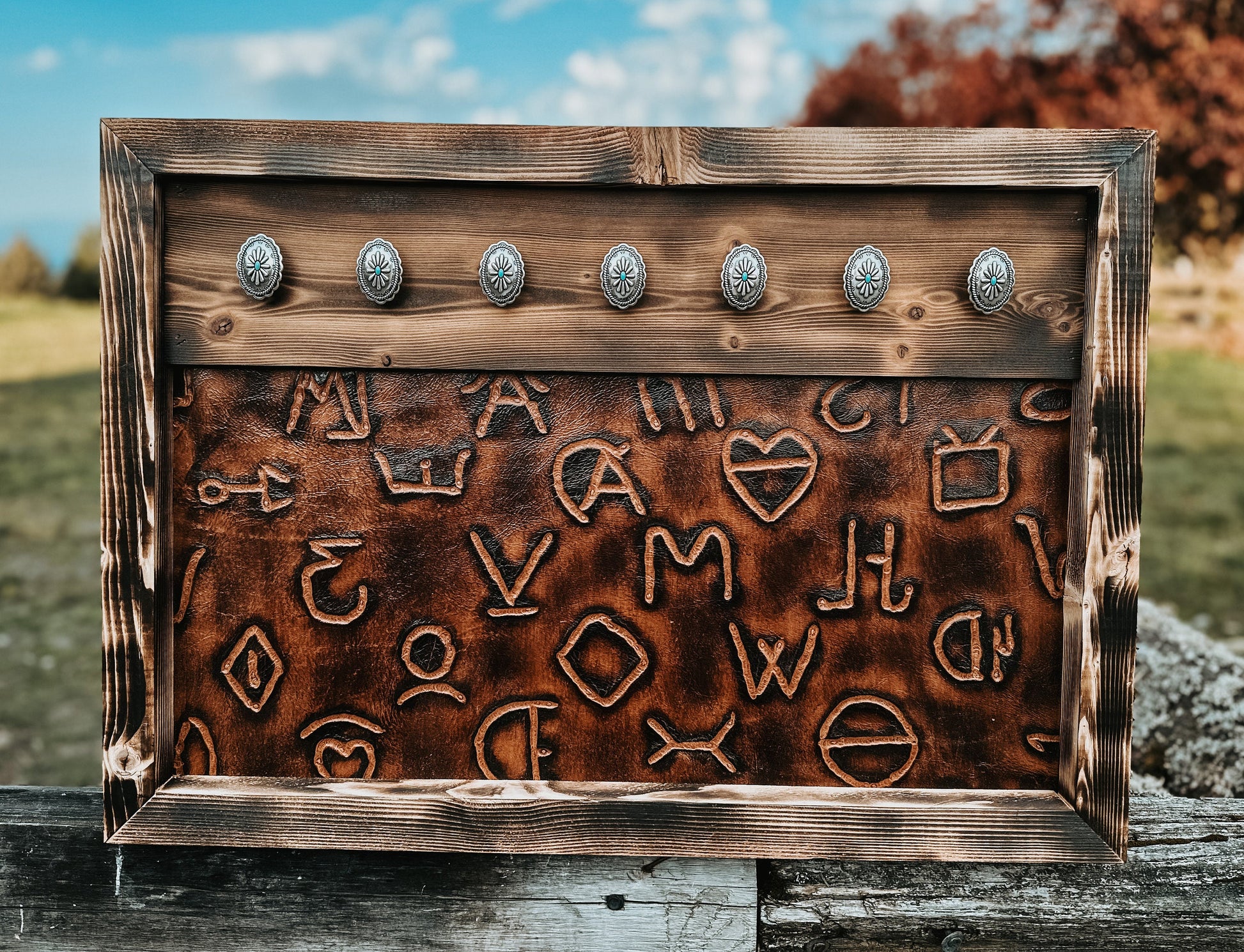 Western jewelry hanger / leather sign /