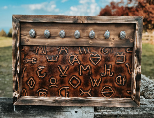 Western jewelry hanger / leather sign /