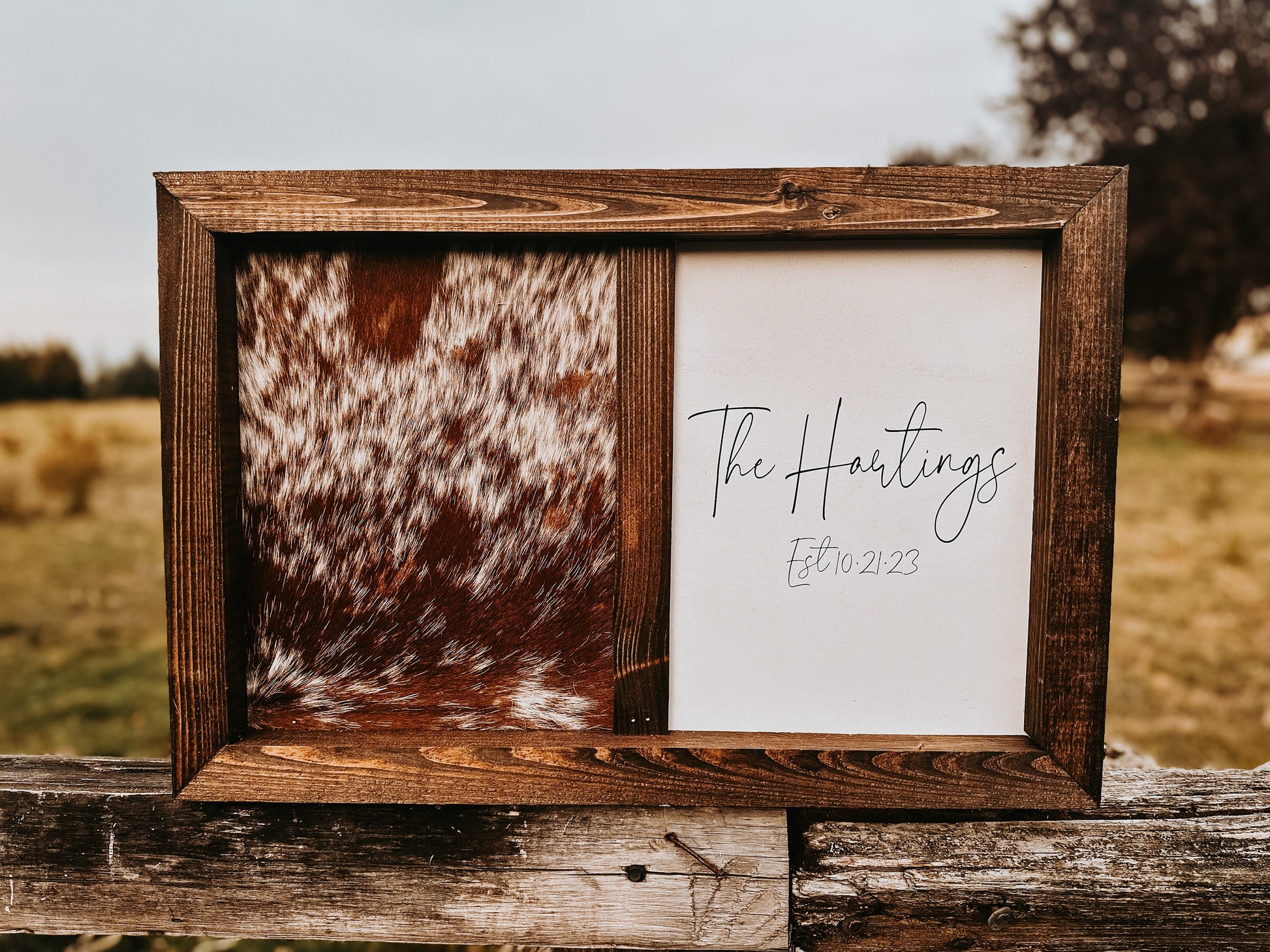 Handmade half cowhide customizable sign / wedding sign / branding ceremony sign / branding sign / wedding guestbook / cowhide sign