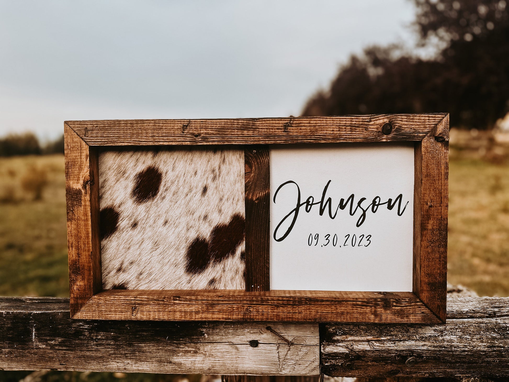 Handmade half cowhide customizable sign / wedding sign / branding ceremony sign / branding sign / wedding guestbook / cowhide sign