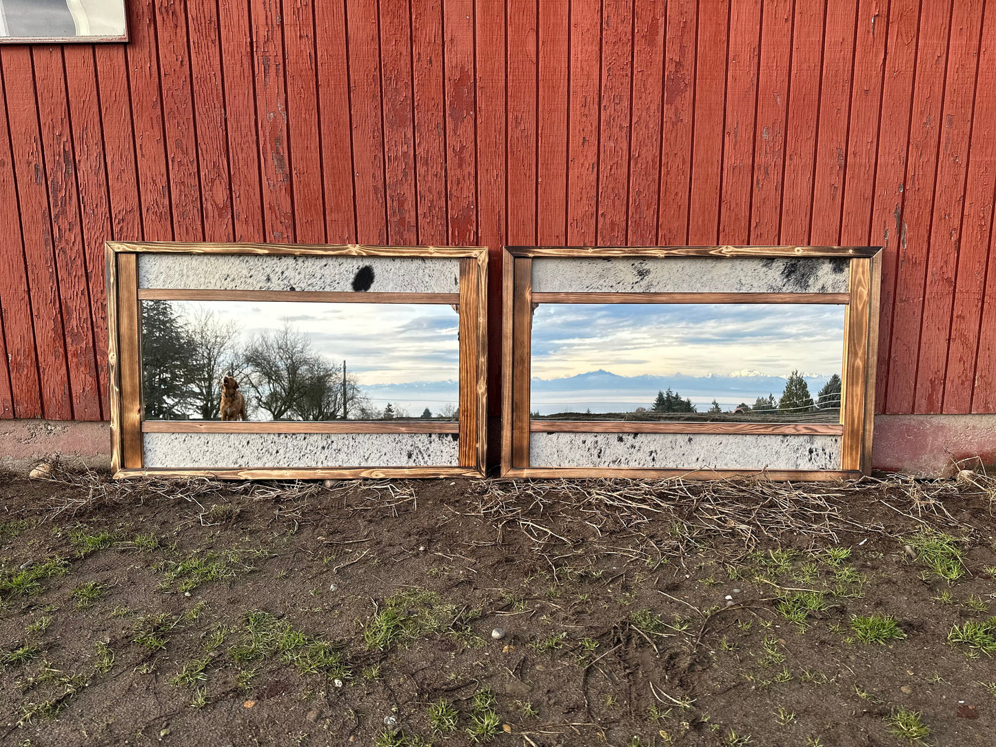Short stack cowhide mirror / NOT FULL LENGTH