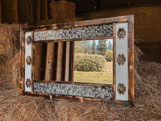 cowhide Aztec mirror
