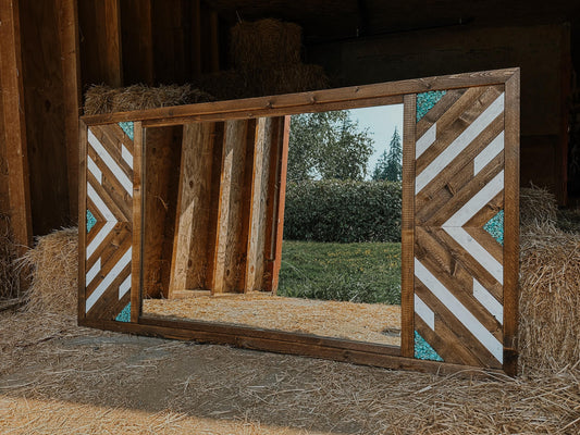 Mosaic style mirror with turquoise
