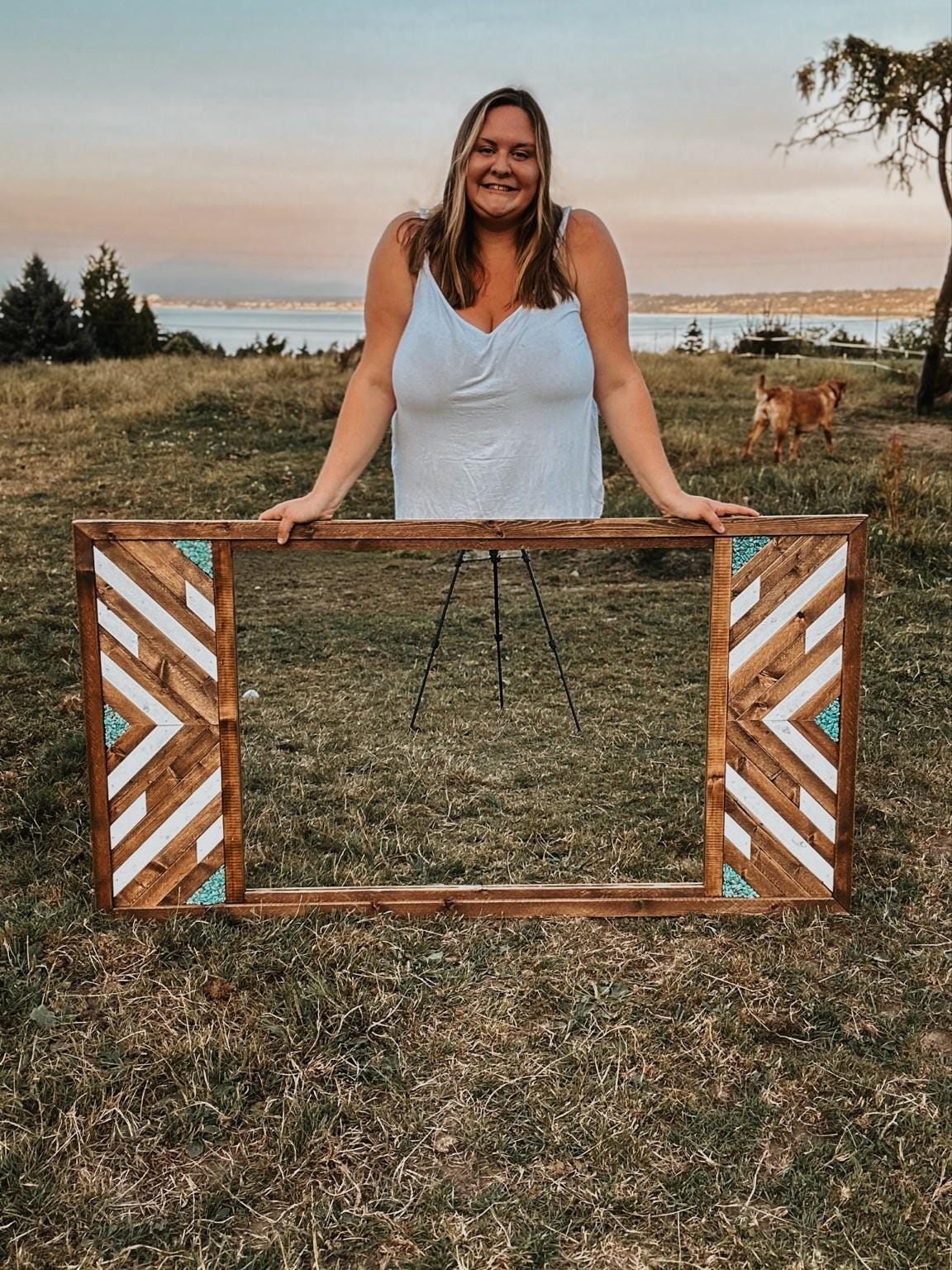Mosaic style mirror with turquoise