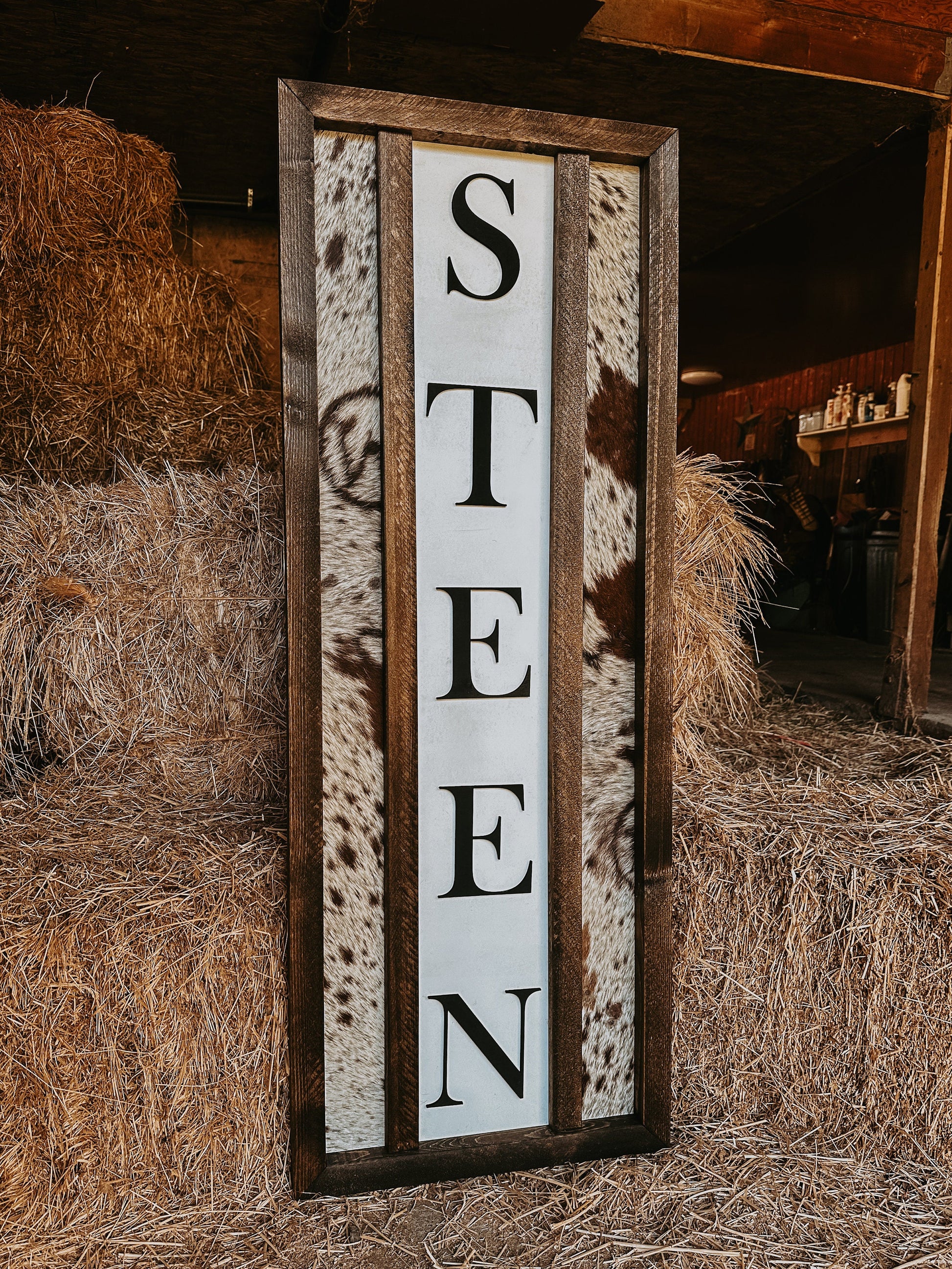 Customizable welcome sign/ western sign / cowhide sign / western decor