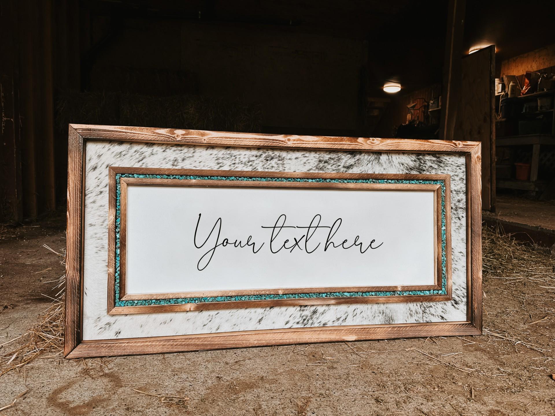 Cowhide turquoise inlay sign