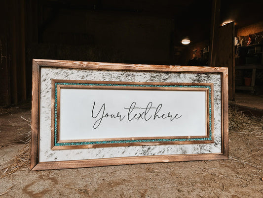 Cowhide turquoise inlay sign
