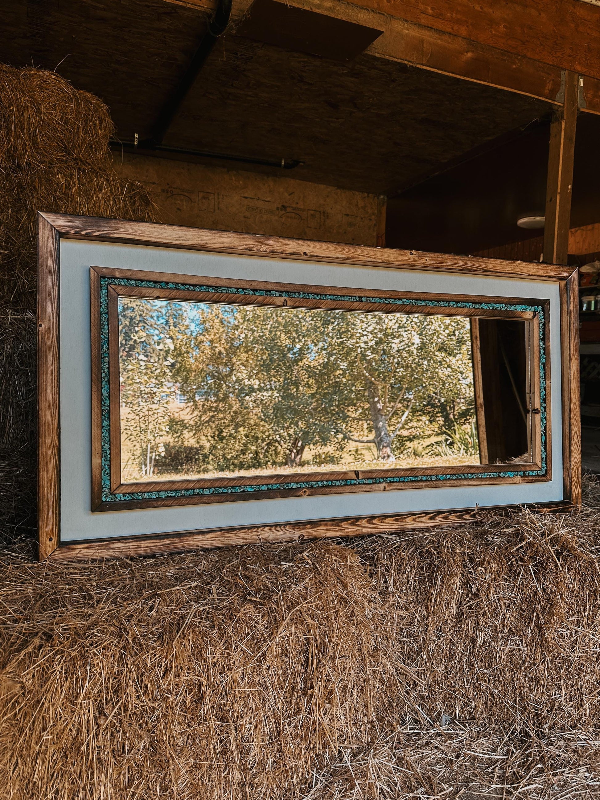 Turquoise stone mirror