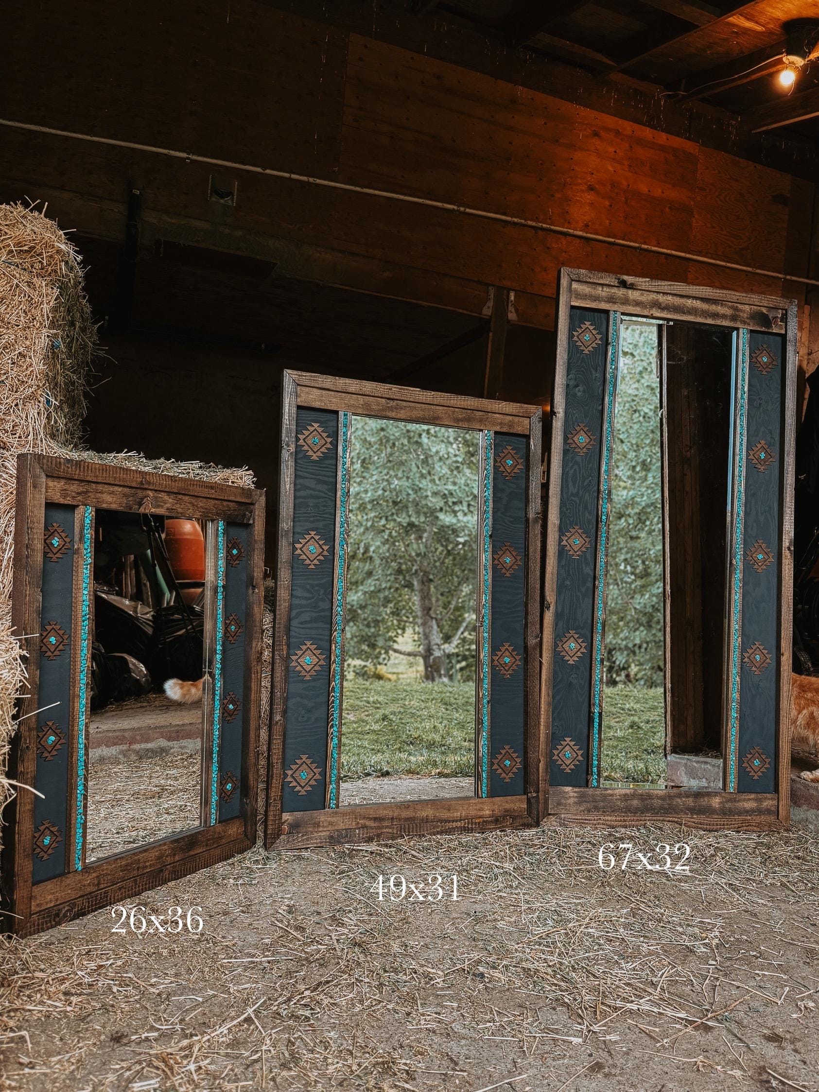 Southwestern style mirror with turquoise accents