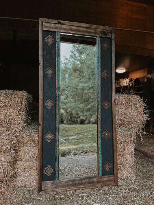 Southwestern style mirror with turquoise accents