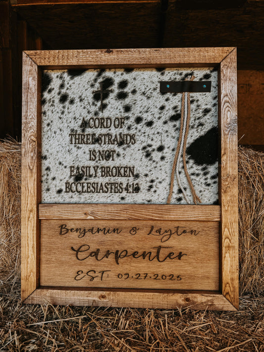 Unity ceremony / 3 cords cowhide sign