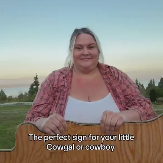 Cowhide shaped sign with genuine Cowhide