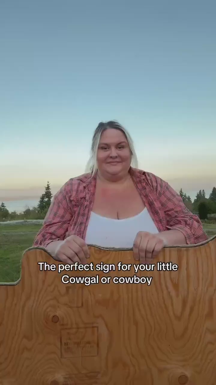 Cowhide shaped sign with genuine Cowhide