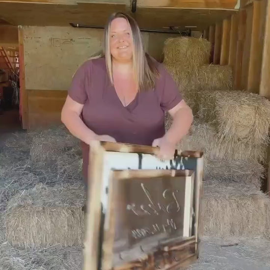 Cowhide framed mirror with hangers
