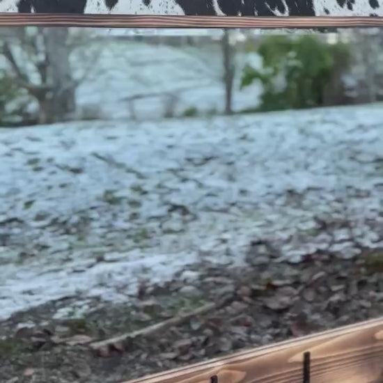 Cowhide framed mirror with hangers